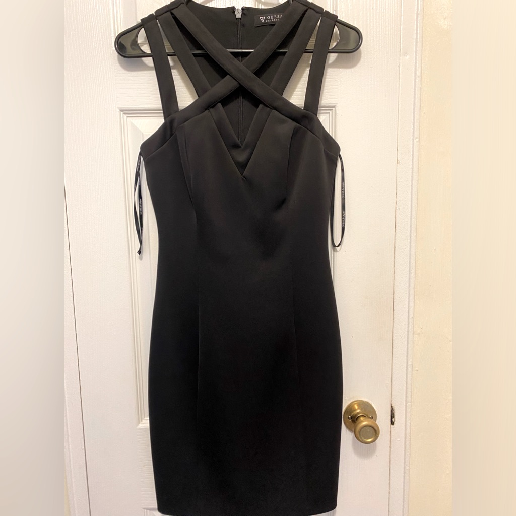 Guess Black Mini Dress Bodycon Very Thick Material Perfect Staple Size 4